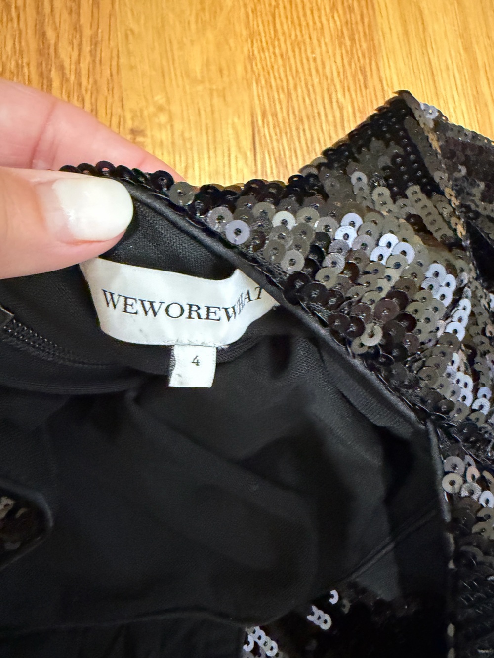 WeWoreWhat Black Sequin Prom Dress